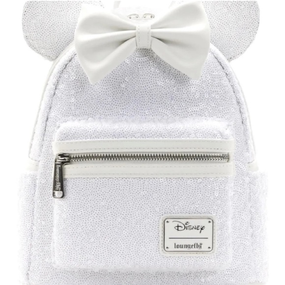 Loungefly white sequin mini backpack‎